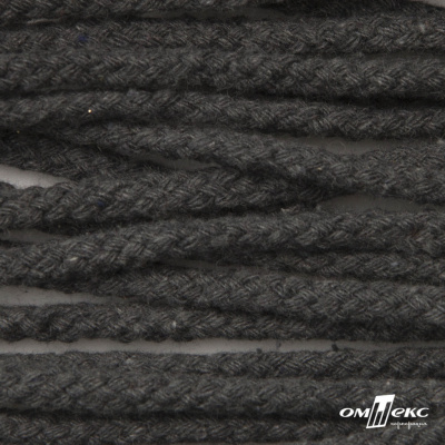 Шнур плетеный d-6 мм круглый, 70% хлопок 30% полиэстер, уп.90+/-1 м, цв.1088-т.серый - купить в Кемерово. Цена: 588 руб.