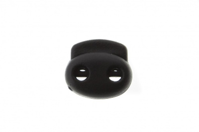 8049ТН Фиксатор пластиковый двухдырочный, 23х20 мм, цвет чёрный - купить в Кемерово. Цена: 1.37 руб.