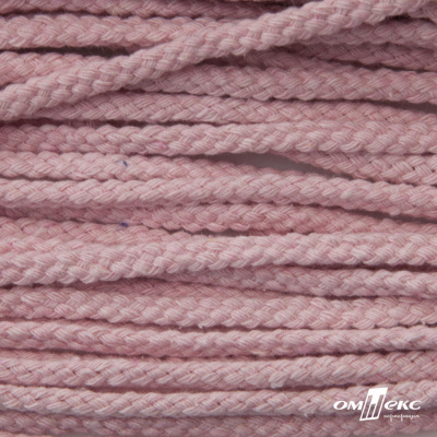 Шнур плетеный d-6 мм круглый, 70% хлопок 30% полиэстер, уп.90+/-1 м, цв.1087-розовый - купить в Кемерово. Цена: 588 руб.
