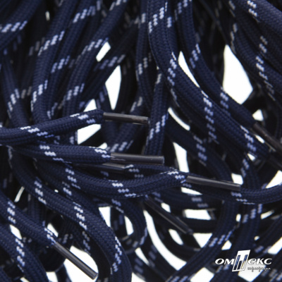 Шнурки #107-19, круглые 130 см, двухцветные цв.тём.синий/белый - купить в Кемерово. Цена: 22.14 руб.