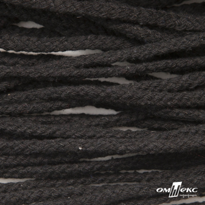 Шнур плетеный d-6 мм круглый, 70% хлопок 30% полиэстер, уп.90+/-1 м, цв.1078-черный - купить в Кемерово. Цена: 588 руб.
