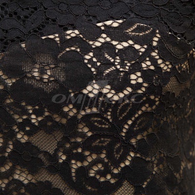 Кружевное полотно #3378, 150 гр/м2, шир.150см, цвет чёрный - купить в Кемерово. Цена 370.97 руб.