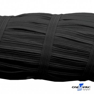 Резиновые нити с текстильным покрытием, шир. 6 мм (55 м/уп), цв.-черный - купить в Кемерово. Цена: 210.75 руб.
