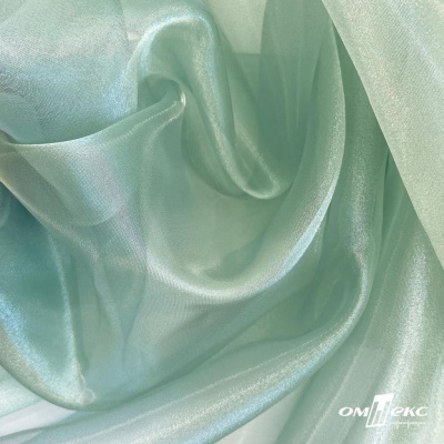 Ткань органза, 100% полиэстр, 28г/м2, шир. 150 см, цв. #104 светло-зеленый - купить в Кемерово. Цена 86.24 руб.