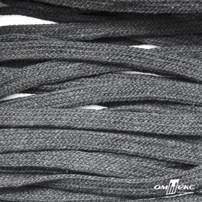 Шнур плетеный d-8 мм плоский, 70% хлопок 30% полиэстер, уп.85+/-1 м, цв.1027-серый - купить в Кемерово. Цена: 735 руб.