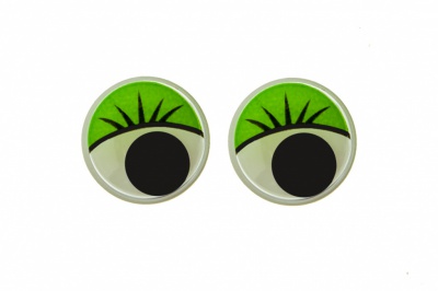 Глазки для игрушек, круглые, с бегающими зрачками, 15 мм/упак.50+/-2 шт, цв. -зеленый - купить в Кемерово. Цена: 113.01 руб.
