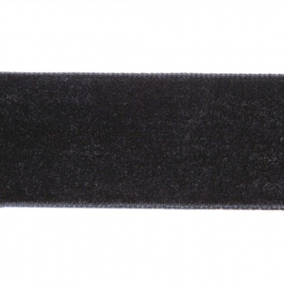Лента бархатная нейлон, шир.25 мм, (упак. 45,7м), цв.03-черный - купить в Кемерово. Цена: 800.84 руб.