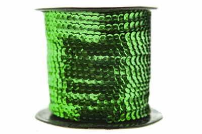 Пайетки "ОмТекс" на нитях, SILVER-BASE, 6 мм С / упак.73+/-1м, цв. 4 - зеленый - купить в Кемерово. Цена: 484.77 руб.