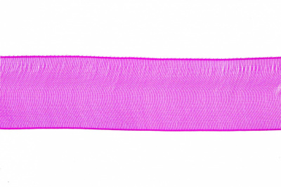 Лента органза 1015, шир. 10 мм/уп. 22,8+/-0,5 м, цвет ярк.розовый - купить в Кемерово. Цена: 38.39 руб.