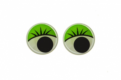Глазки для игрушек, круглые, с бегающими зрачками, 12 мм/упак.50+/-2 шт, цв. -зеленый - купить в Кемерово. Цена: 95.04 руб.