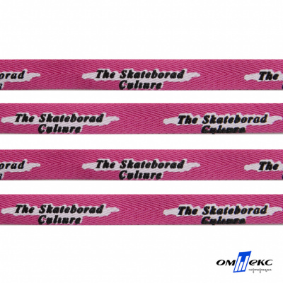 Тесьма отделочная (киперная) 10 мм, 100% хлопок,"THE SKATEBOARD CULIURE"(45 м) цв.121-26 -яр.розовый - купить в Кемерово. Цена: 850.62 руб.