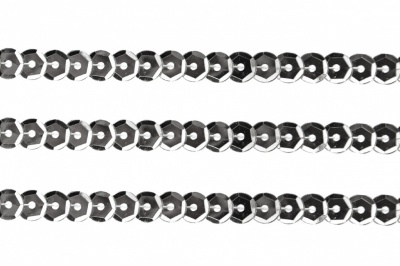 Пайетки "ОмТекс" на нитях, SILVER-BASE, 6 мм С / упак.73+/-1м, цв. 1 - серебро - купить в Кемерово. Цена: 468.37 руб.