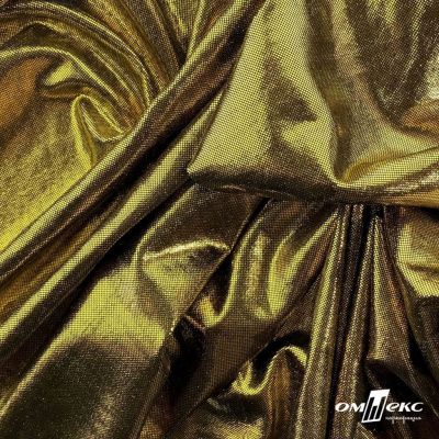 Трикотажное полотно голограмма, шир.140 см, #602 -чёрный/золото - купить в Кемерово. Цена 385.88 руб.