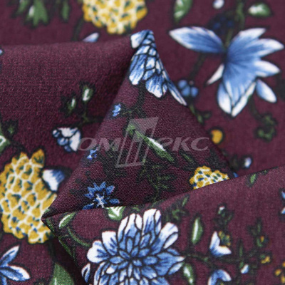 Плательная ткань "Фламенко" 4.1, 80 гр/м2, шир.150 см, принт растительный - купить в Кемерово. Цена 259.21 руб.