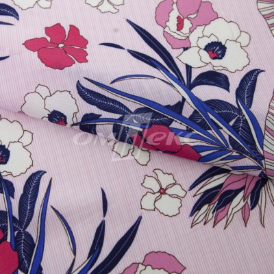 Плательная ткань "Фламенко" 18.1, 80 гр/м2, шир.150 см, принт растительный - купить в Кемерово. Цена 239.03 руб.