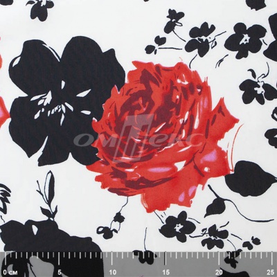 Плательная ткань "Фламенко" 22.1, 80 гр/м2, шир.150 см, принт растительный - купить в Кемерово. Цена 239.03 руб.