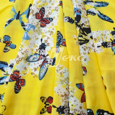 Плательная ткань "Софи" 7.2, 75 гр/м2, шир.150 см, принт бабочки - купить в Кемерово. Цена 241.49 руб.